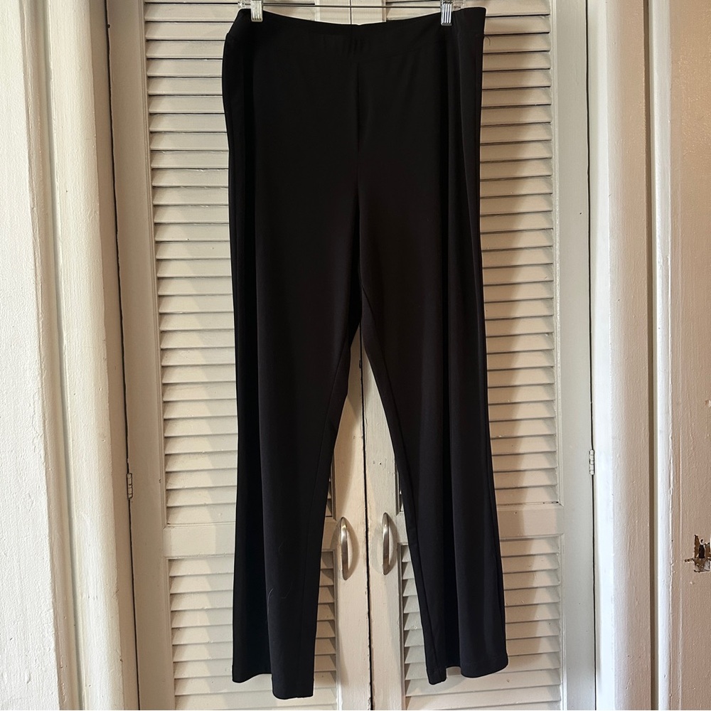 Susan Graver | Essentials Black Liquid Knit Straight Pants | Size L